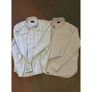 Lot Of 2 Untuckit Shirts Men’s Large 100% Cotton - Plaid, Striped